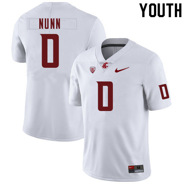 Youth #0 Pat Nunn Washington Cougars College Football Jerseys Sale-White - Click Image to Close